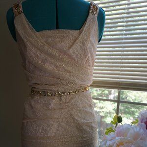 Night Out Pink Lace & Gold Embellished Dress